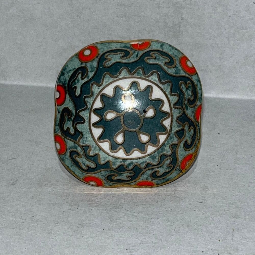 Multicolored Striped Geometric‎ Decorative Hand-Painted Ceramic Cabinet Knob
